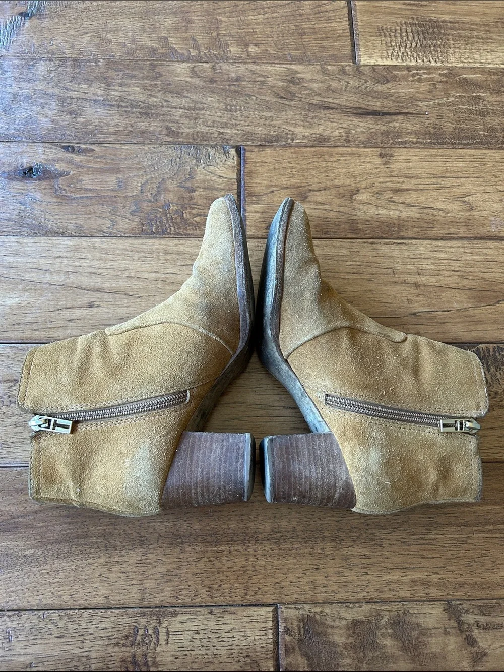 Tory Burch Suede Leather Ankle Boots Booties Camel Tan Size 7.5
